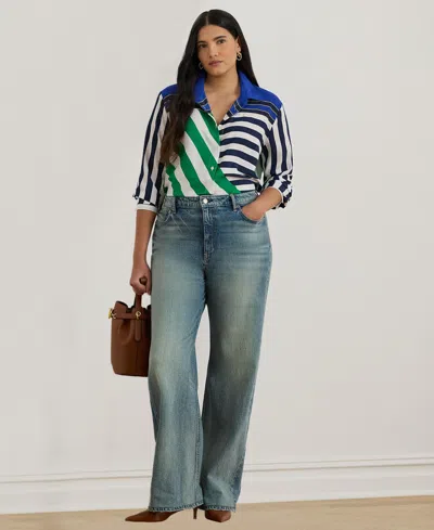 Ralph Lauren Plus Size Striped Long-sleeve Shirt