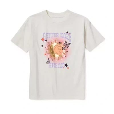 Thereabouts Oversized Little & Big Kid Girls Round Neck Short Sleeve Oversized Graphic T-shirt In White