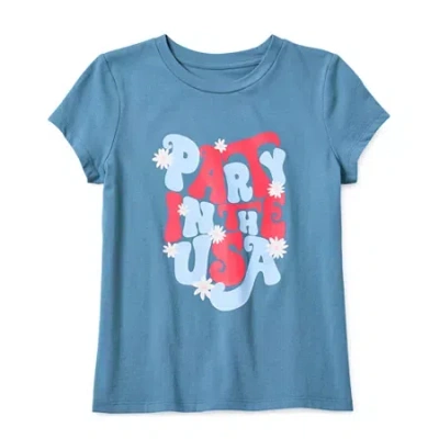 Thereabouts Little & Big Girls Round Neck Short Sleeve Graphic T-shirt In Blue