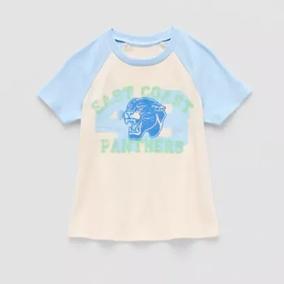 Thereabouts Rib Little & Big Kid Girls Crew Neck Short Sleeve Classic Fit Graphic T-shirt In Blue