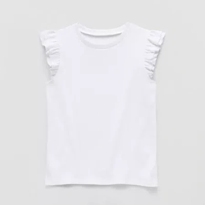 Thereabouts Little & Big Kid Girls Round Neck Short Sleeve T-shirt In White
