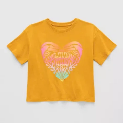 Thereabouts Little & Big Kid Girls Crew Neck Short Sleeve Boxy Fit Graphic T-shirt In Yellow