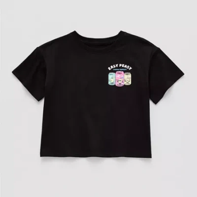 Thereabouts Little & Big Kid Girls Crew Neck Short Sleeve Boxy Fit Graphic T-shirt In Black