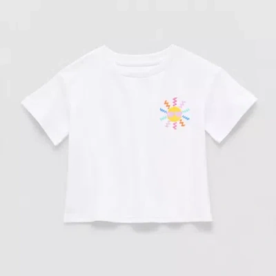 Thereabouts Little Girls Crew Neck Short Sleeve Boxy Fit Graphic T-shirt In White