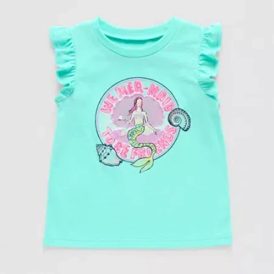 Thereabouts Little Girls Crew Neck Short Sleeve Regular Fit Graphic T-shirt In Green