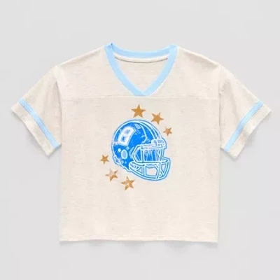 Thereabouts Little & Big Kid Girls V Neck Short Sleeve Regular Fit Graphic T-shirt In White