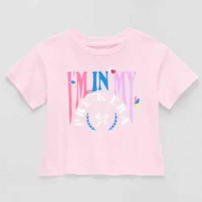 Thereabouts Little Girls Round Neck Short Sleeve Boxy Fit Graphic T-shirt In Pink