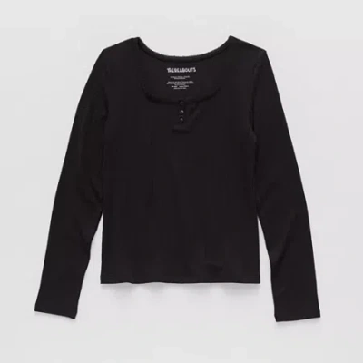 Thereabouts Little & Big Kid Girls Square Neck Long Sleeve T-shirt In Black