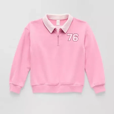 Thereabouts Little & Big Kid Girls Long Sleeve Fleece Casual Quarter-zip Pullover In Pink