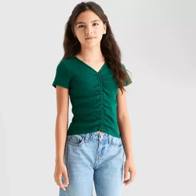 Thereabouts Little & Big Kid Girls V Neck Short Sleeve T-shirt In Green