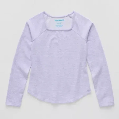 Thereabouts Little & Big Kid Girls Square Neck Long Sleeve T-shirt In Purple