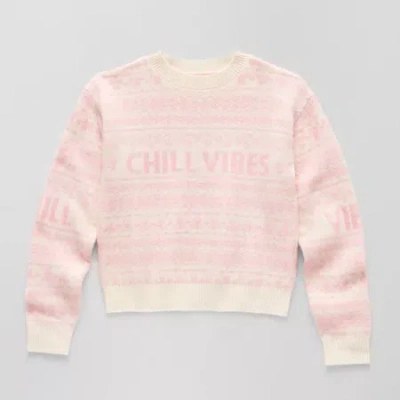 Thereabouts Little & Big Kid Girls Crew Neck Long Sleeve Pullover Sweater In Pink