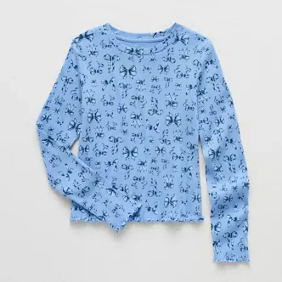 Thereabouts Little & Big Kid Girls Round Neck Long Sleeve T-shirt In Blue