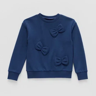 Thereabouts Little Girls Round Neck Long Sleeve Sweatshirt In Blue