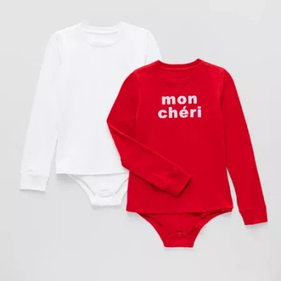 Thereabouts Little & Big Kid Girls Round Neck Long Sleeve Adaptive 2-pc. Bodysuit In White