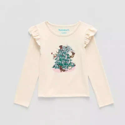 Thereabouts Little Girls Round Neck Long Sleeve Regular Fit Graphic T-shirt In White