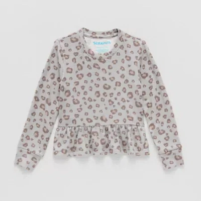 Thereabouts Little Girls Round Neck Long Sleeve Sweatshirt In Gray