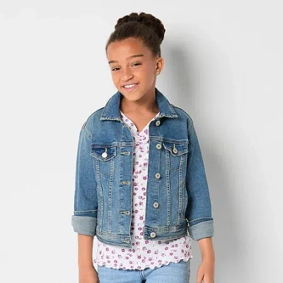Thereabouts Little & Big Kid Girls Denim Lightweight Puffer Jacket In Blue