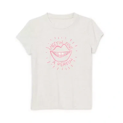 Thereabouts Little & Big Kid Girls Round Neck Short Sleeve Regular Fit Graphic T-shirt In White
