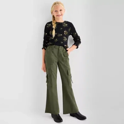 Thereabouts Little & Big Kid Girls Flare Cargo Pant In Green