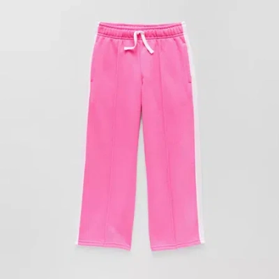 Thereabouts Pintuck Little Girls Wide Leg Regular Fit French Terry Pull-on Pant In Pink