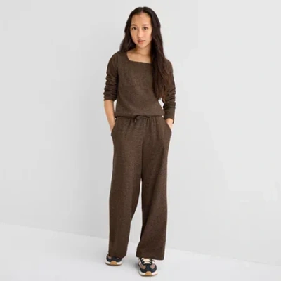 Thereabouts Little & Big Kid Girls Wide Leg Regular Fit Pull-on Pant In Brown