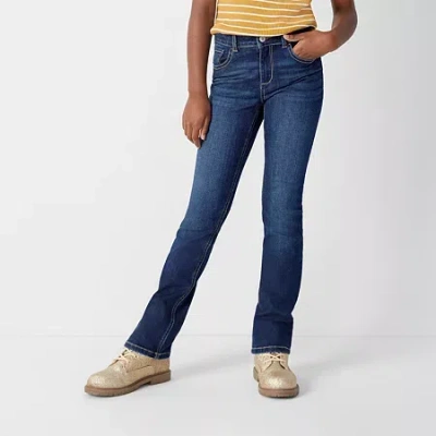 Thereabouts Little & Big Kid Girls Adjustable Waist Stretch Fabric Superflex Mid Rise Regular Fit Bootcut Jean In Blue