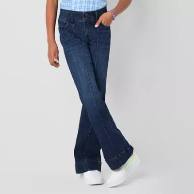 Thereabouts Little & Big Kid Girls Pintuck Flare Leg Jean In Blue