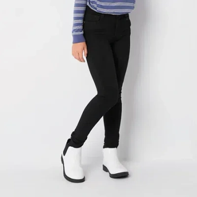 Thereabouts Superflex Little & Big Kid Girls Adjustable Waist Stretch Fabric Skinny Fit Denim Jean In Black