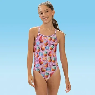 Dolfin Uglies Youth Girls' Print 1-piece Little & Big Kid Girls Easy-on + Easy-off One Piece Swimsuit In Purple