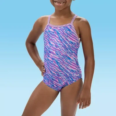 Dolfin Little & Big Kid Girls Easy-on + Easy-off Animal One Piece Swimsuit In Purple