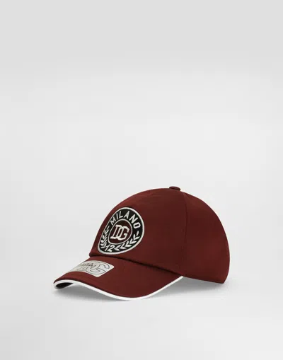 Dolce & Gabbana Drill Baseball Hat With Embroidery In Brown