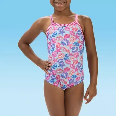 Dolfin Toddler Girls Easy-on + Easy-off One Piece Swimsuit In Blue