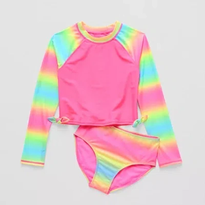 Thereabouts Little & Big Kid Girls Tie Dye 2-pc. Rash Guard Set In Pink