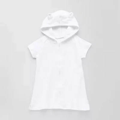 Okie Dokie Toddler Girls Terry Cloth Dress Swimsuit Cover-up In White
