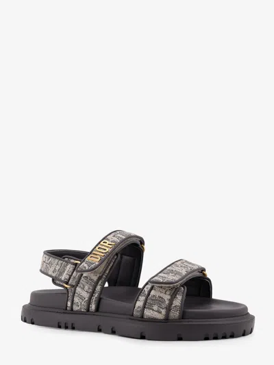 Dior Women Canvas Act Flat Sandals In Gray