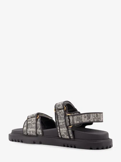 Dior Women Canvas Act Flat Sandals In Gray