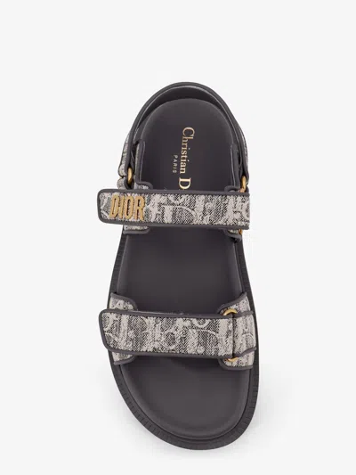 Dior Women Canvas Act Flat Sandals In Gray