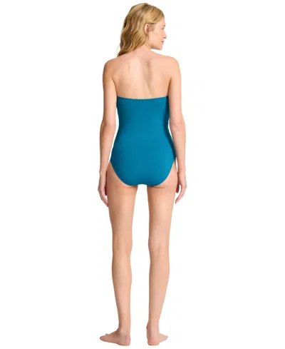 Tommy Bahama Women's U-front Bandeau One Piece Swimsuit In Blue