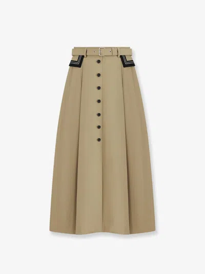 Dior Women Flared Midi Cotton Skirt In Metallic