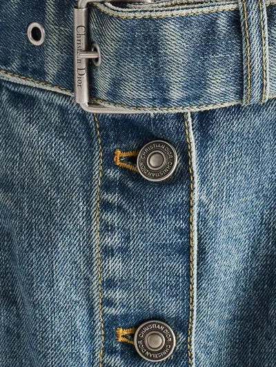 Dior Women Flared Midi Denim Skirt In Green