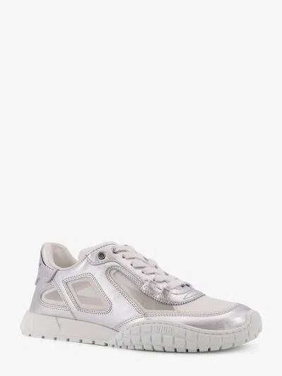 Dior Women Laminated Leather  Tech Sneakers In White