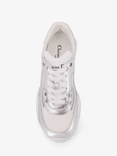 Dior Women Laminated Leather  Tech Sneakers In White