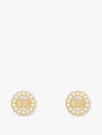 Dior Women Metal Petit Cd Circle Earrings With Gold Finishes In Gold