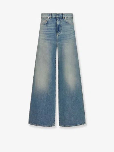 Dior Women Stone-washed Jeans With  Oblique Motif Inside In Blue