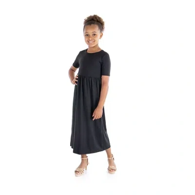 24sevenkid Big Kid Girls Short Sleeve A-line Dress In Black