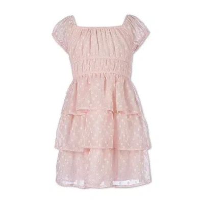 Speechless Little Girls Short Sleeve Cap Skater Dress In Pink