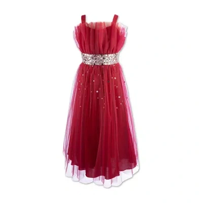 Speechless Big Kid Girls Embellished Sleeveless Midi Party Dress In Red