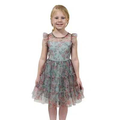 Lilt Little & Big Kid Girls Short Sleeve Ruffled A-line Dress In Green