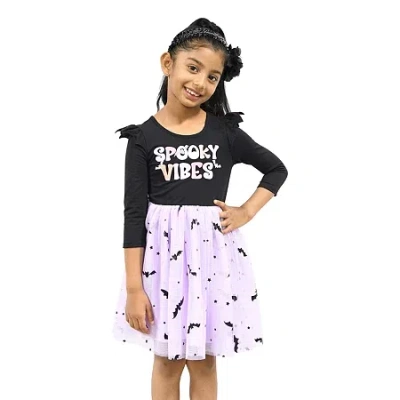 Lilt Little Girls 3/4 Sleeve Tutu Dress In Black